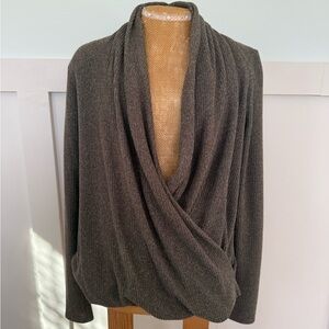 Daily Practice By Anthropologie Cross-Front Top Size SM Thermal Rib Knit Taupe